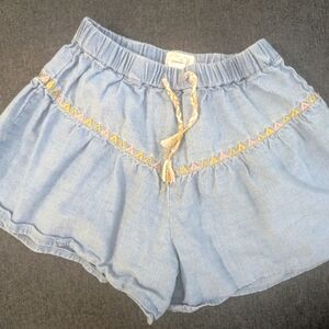 Peek Blue High Waist Shorts with Elastic Waistband And Tassel Pulls